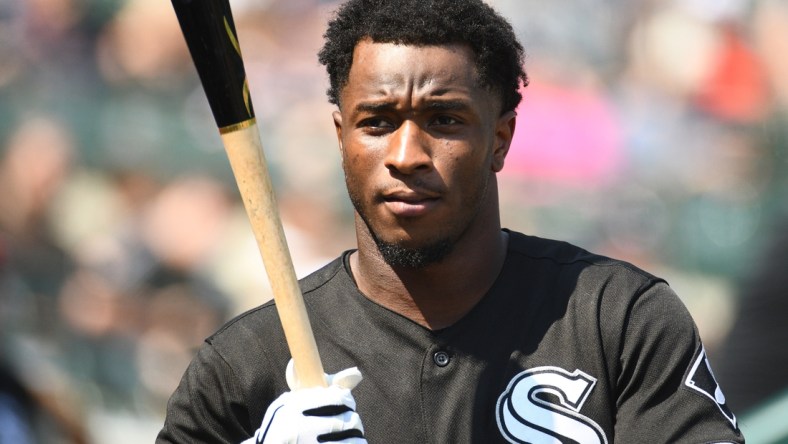 Jul 3, 2021; Detroit, Michigan, USA; Chicago White Sox shortstop Tim Anderson (7) before the game against the Detroit Tigers at Comerica Park. Mandatory Credit: Tim Fuller-USA TODAY Sports