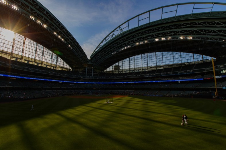 Jul 9, 2021; Milwaukee, Wisconsin, USA;  General view of American Family Field prior to the game between the Cincinnati Reds and Milwaukee Brewers. Mandatory Credit: Jeff Hanisch-USA TODAY Sports