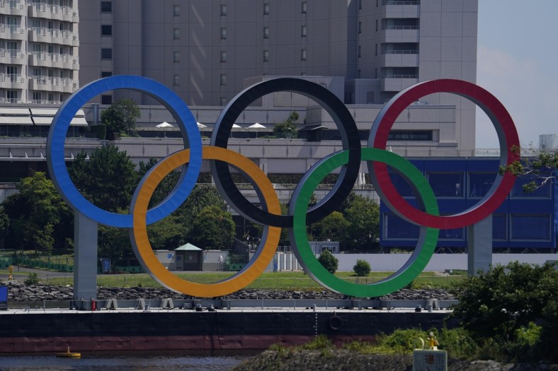 July 19, 2021; Tokyo, JAPAN;  A general view of the Olympic Rings in Odaiba before the Tokyo 2020 Summer Olympic Games. Mandatory Credit: Mandi Wright-USA TODAY Sports