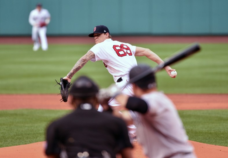 Jul 22, 2021; Boston, Massachusetts, USA;  Boston Red Sox starting pitcher Tanner Houck (89) pitches during the first inning against the New York Yankees at Fenway Park. Mandatory Credit: Bob DeChiara-USA TODAY Sports