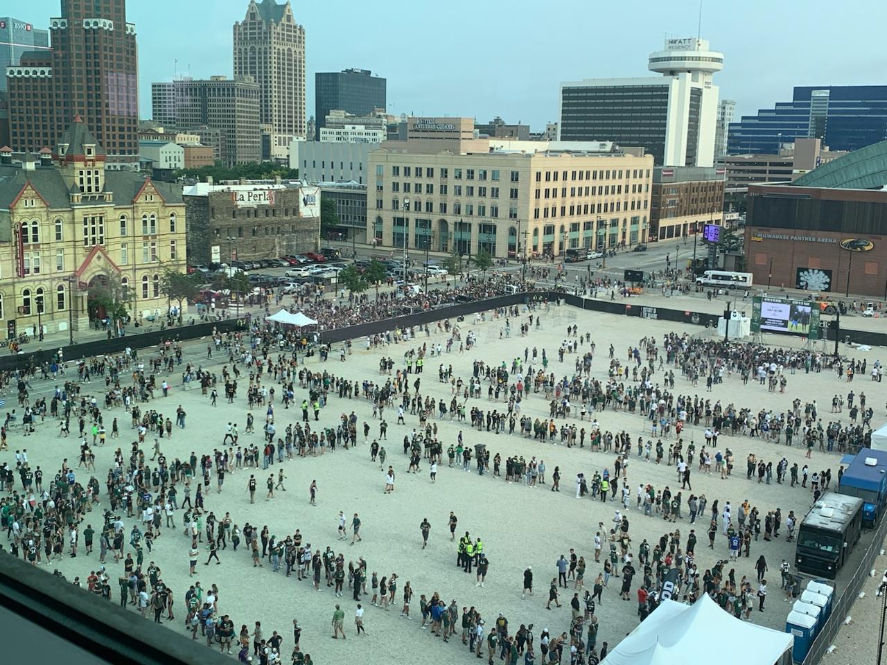 Deer District outside Fiserv Forum