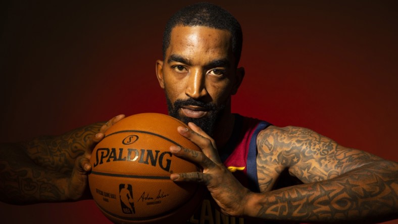 Sep 24, 2018; Cleveland, OH, USA; Cleveland Cavaliers guard J.R. Smith (5) poses during Cavs Media Day at Cleveland Clinic Courts. Mandatory Credit: Scott R. Galvin-USA TODAY Sports