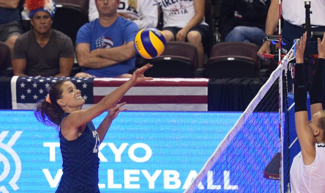 U.S. women's volleyball team vs. Kazakhstan Friday, August 2, 2019, at the CenturyLink Center in Bossier City in the first of three matches trying to qualify for the Tokyo Olympic Games.

15827