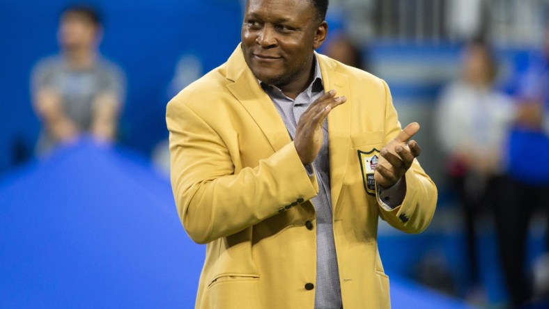 Former Detroit Lions running back Barry Sanders applauds during a halftime presentation at Ford Field, Sunday, Sept. 29, 2019. The Lions lost, 34-30.

Barry Sanders