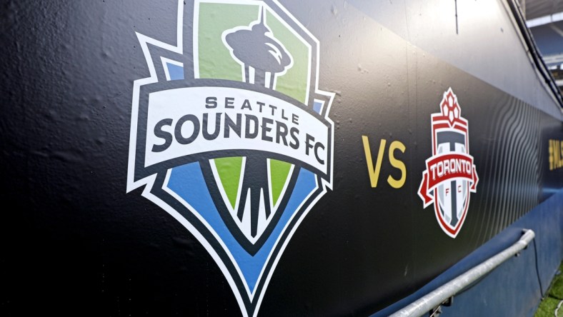 November 10, 2019; Seattle, WA, USA; A view of the team logo before the MLS Cup between the Seattle Sounders and the Toronto FC at CenturyLink Field. Mandatory Credit: Soobum Im-USA TODAY Sports