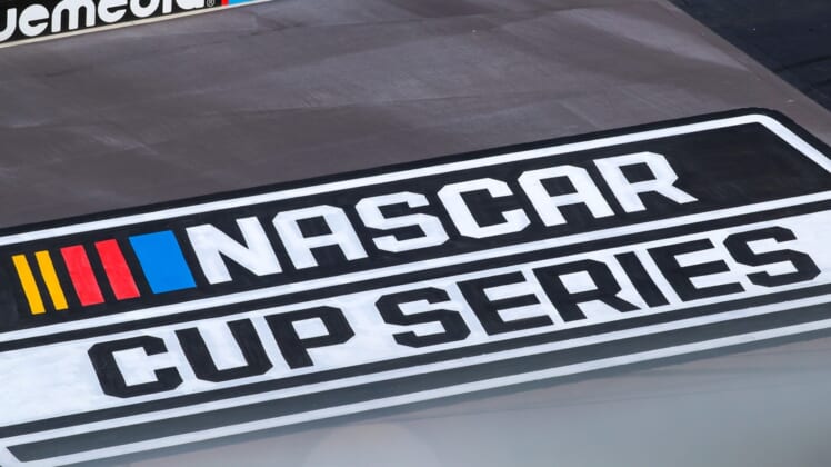 The NASCAR Cup Series logo printed on the front stretch on Mar. 6, 2020 at Phoenix Raceway in Avondale, AZ. (Brady Klain/The Republic)Cent02 79le7rp7tty1co1zefrw Original