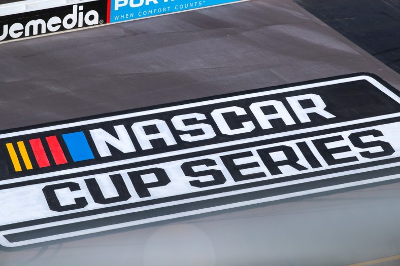 The NASCAR Cup Series logo printed on the front stretch on Mar. 6, 2020 at Phoenix Raceway in Avondale, AZ. (Brady Klain/The Republic)

Cent02 79le7rp7tty1co1zefrw Original