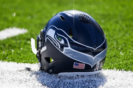 Nov 8, 2020; Orchard Park, New York, USA; General view of a Seattle Seahawks helmet prior to the game against the Buffalo Bills at Bills Stadium. Mandatory Credit: Rich Barnes-USA TODAY Sports