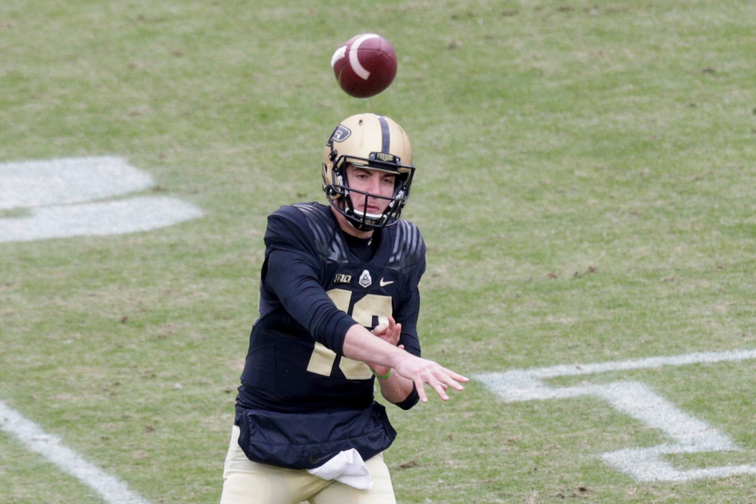 Purdue quarterback Jack Plummer (13) throws during the second quarter of an NCAA college football game, Saturday, Dec. 5, 2020 at Ross-Ade Stadium in West Lafayette.

Cfb Purdue Vs Nebraska