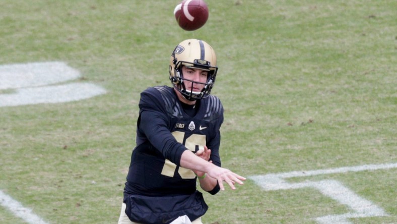 Purdue quarterback Jack Plummer (13) throws during the second quarter of an NCAA college football game, Saturday, Dec. 5, 2020 at Ross-Ade Stadium in West Lafayette.

Cfb Purdue Vs Nebraska