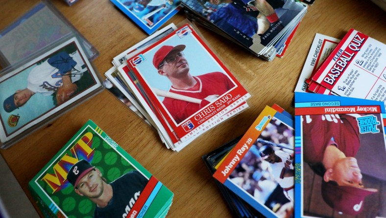 Charlie Prior is a hobbyist sports card collector, seller and trader. He collected as a kid but since December has gotten back in the game. These are some of his baseball cards that are being sorted.