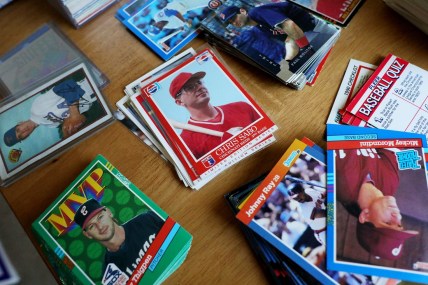 Charlie Prior is a hobbyist sports card collector, seller and trader. He collected as a kid but since December has gotten back in the game. These are some of his baseball cards that are being sorted.