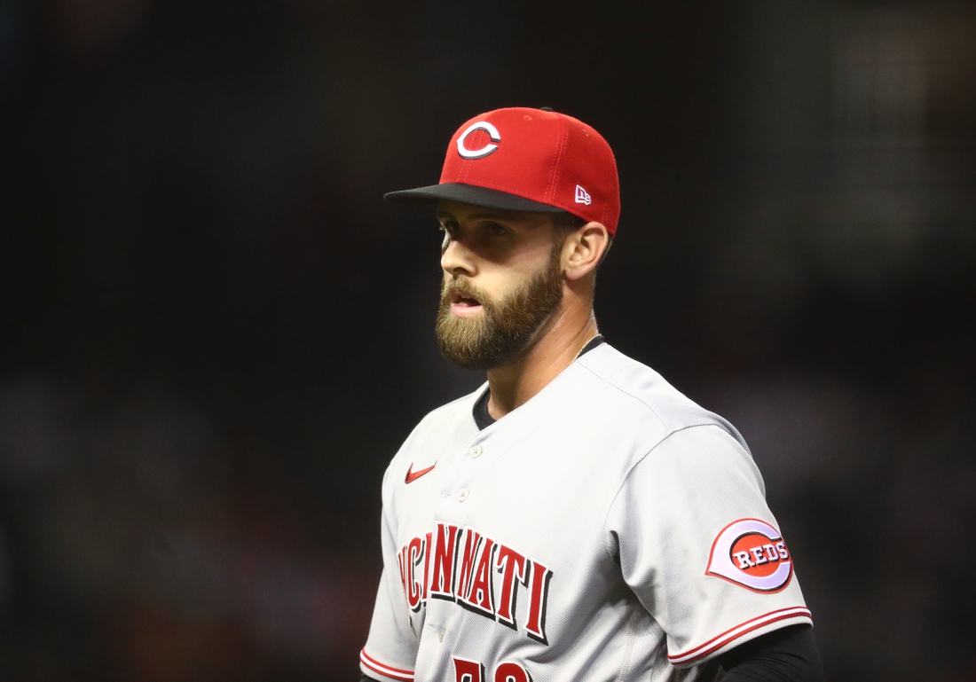 Apr 9, 2021; Phoenix, Arizona, USA; Cincinnati Reds pitcher Tejay Antone against the Arizona Diamondbacks during opening day at Chase Field. Mandatory Credit: Mark J. Rebilas-USA TODAY Sports