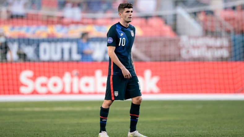 Jun 3, 2021; Denver, Colorado, USA; United States forward Christian Pulisic (10) in the second half against Honduras during the semifinals of the 2021 CONCACAF Nations League soccer series at Empower Field at Mile High. Mandatory Credit: Isaiah J. Downing-USA TODAY Sports