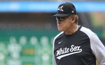 Jun 22, 2021; Pittsburgh, Pennsylvania, USA;  Chicago White Sox manager Tony La Russa (22) observes batting practice before the game against the Pittsburgh Pirates at PNC Park. Mandatory Credit: Charles LeClaire-USA TODAY Sports