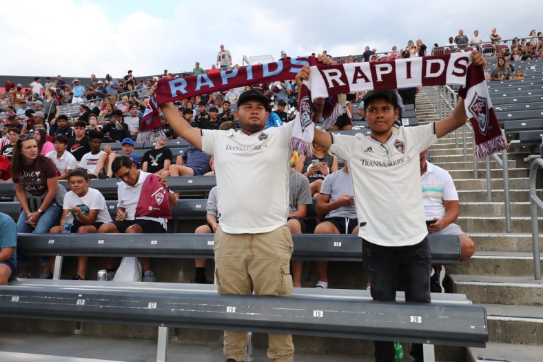 Jul 17, 2021; Commerce City, Colorado, USA; Fans look on before the game between the Colorado Rapids and the San Jose Earthquakes at Dick's Sporting Goods Park. Mandatory Credit: C. Morgan Engel-USA TODAY Sports