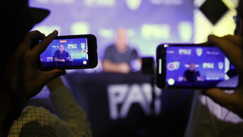 Jul 27, 2021; Hollywood, CA, USA; UCLA Bruins head coach Chip Kelly speaks with the media during the Pac-12 football Media Day at the W Hollywood. Mandatory Credit: Kelvin Kuo-USA TODAY Sports