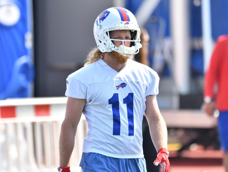 Jul 28, 2021; Orchard Park, NY, United States; Buffalo Bills wide receiver Cole Beasley (11) on the field during practice at the Buffalo Bills Training Facility. Mandatory Credit: Mark Konezny-USA TODAY Sports