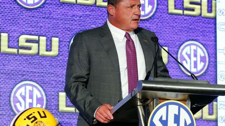 LSU Head Coach Ed Orgeron speaks to the media during SEC Media Days at the Hyatt Regency in Hoover, Ala., Monday, July 19, 2021. [Staff Photo/Gary Cosby Jr.]

Sec Media Days Ed Orgeron