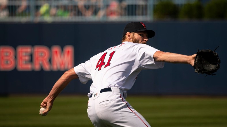 WORCESTER - Red Sox pitcher Chris Sale makes a rehab start during the WooSox game against Buffalo on Saturday, July 31, 2021.

Spt Woosox731 11