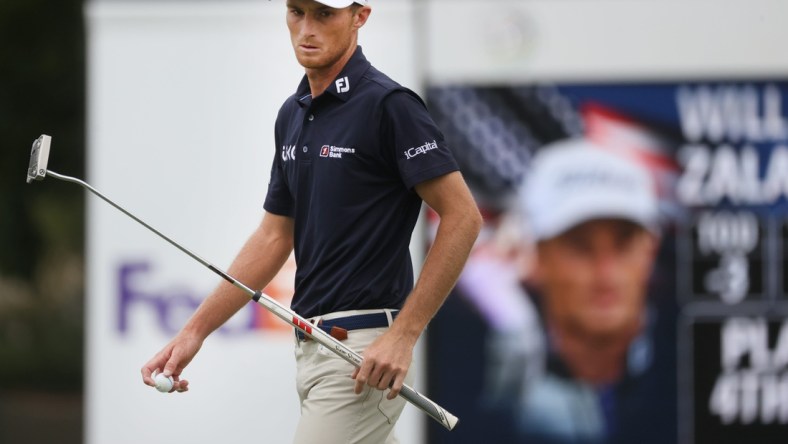 Will Zalatoris inspects the green before his putt during the second round of the World Golf Championships FedEx-St. Jude Invitational at TPC Southwind  in Memphis, Tenn. on Friday, August 6, 2021.

Jrca6475