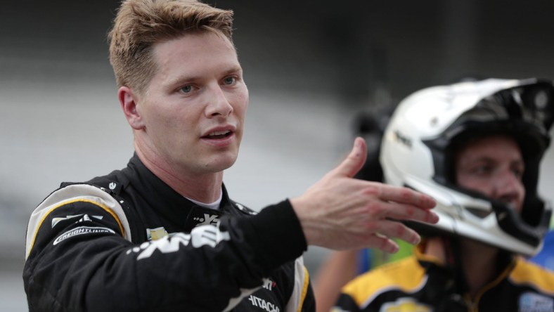 Team Penske driver Josef Newgarden (2) talks with the crew after IndyCar Grand Prix qualifications Friday, Aug. 13, 2021, at Indianapolis Motor Speedway.

Indycar Grand Prix Fast 12 Pole Position Qualifications At Indianapolis Motor Speedway Friday Aug 13 2021