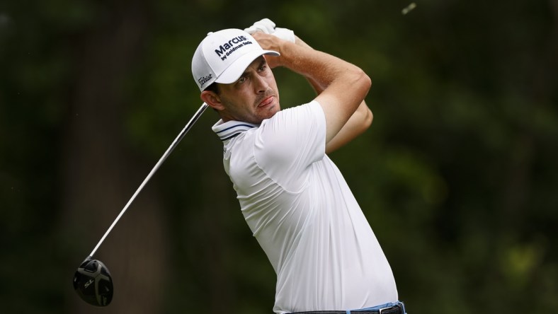 Aug 29, 2021; Owings Mills, Maryland, USA; Patrick Cantlay plays his shot from the fifth tee during the final round of the BMW Championship golf tournament. Mandatory Credit: Scott Taetsch-USA TODAY Sports