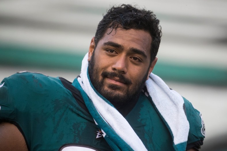 Eagles' Jordan Mailata (68) heads to the locker room after a 30-28 loss to the Baltimore Ravens Sunday, Oct. 18, 2020, at Lincoln Financial Field.

Sports Eagles Ravens