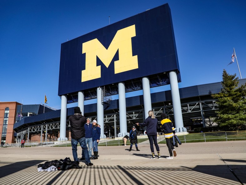 Only family and friends, besides media, were allowed to attend the Michigan Wolverines football game against rival Michigan State Spartans in Ann Arbor, Saturday,  Oct. 31, 2020.

Michigan Stadium entrance, M Go Blue logo, Go Blue, Block M logo