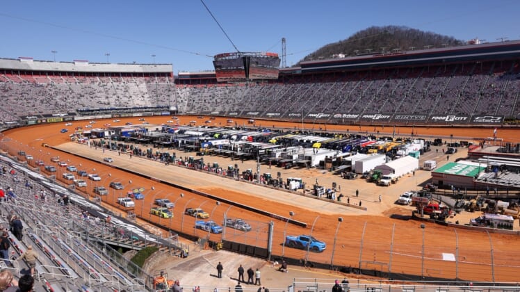 Mar 29, 2021; Bristol, TN, USA; General view during the NASCAR Gander RV and Outdoors Truck Series race at Bristol Motor Speedway. Mandatory Credit: Randy Sartin-USA TODAY Sports