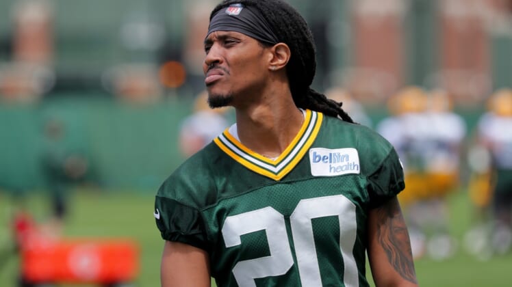 Green Bay Packers cornerback Kevin King (20) is shown during the second day of organized team activities Tuesday, May 25, 2021 in Green Bay, Wis.Cent02 7fxxktrhy1vtharhhjf Original