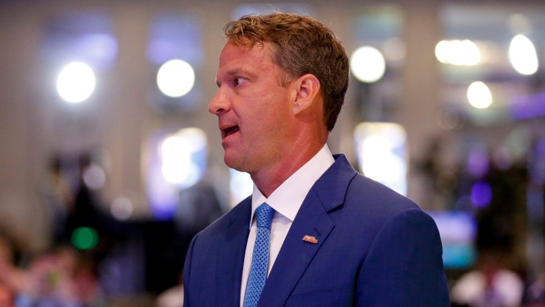 Ole Miss Head Coach Lane Kiffin waits to be introduced in the main media room during SEC Media Days at the Hyatt Regency in Hoover, Ala., Tuesday, July 20, 2021. [Staff Photo/Gary Cosby Jr.]

Sec Media Days Ole Miss