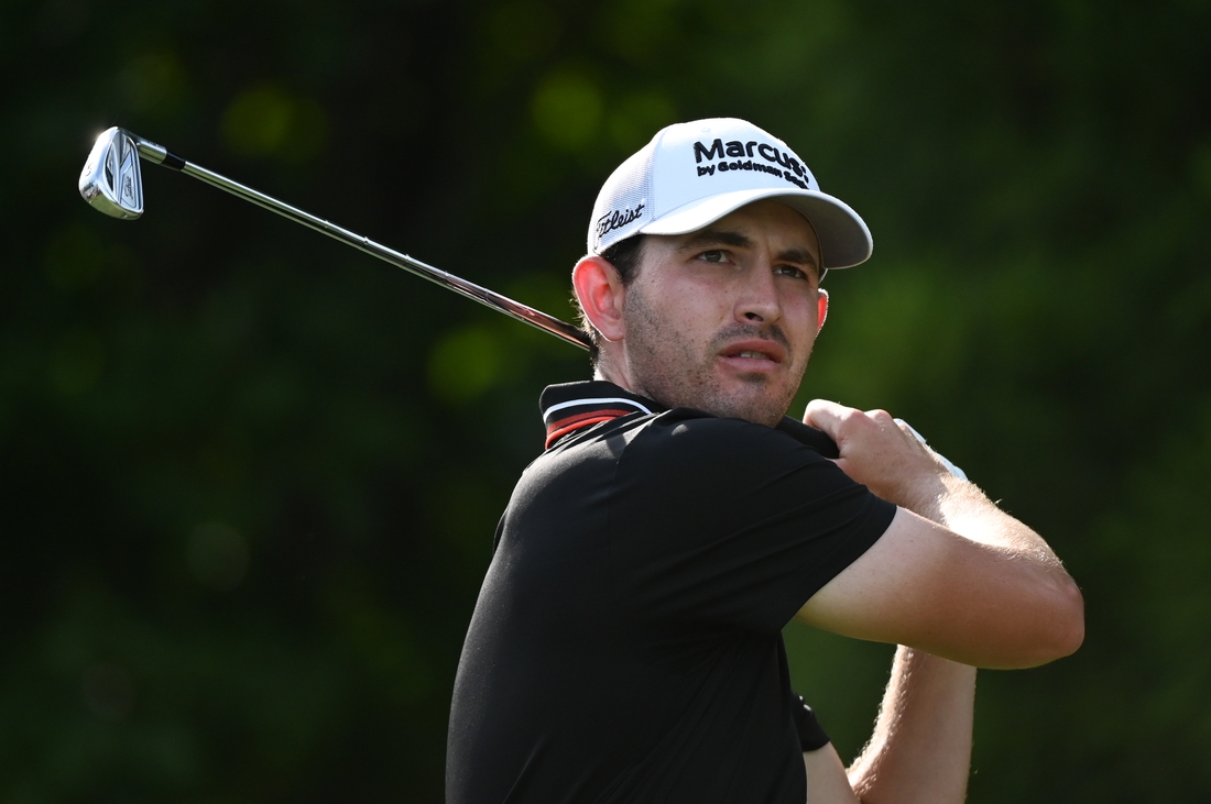 Sep 4, 2021; Atlanta, Georgia, USA; Patrick Cantlay tees off on the 11th hole during the third round of the Tour Championship golf tournament. Mandatory Credit: Adam Hagy-USA TODAY Sports