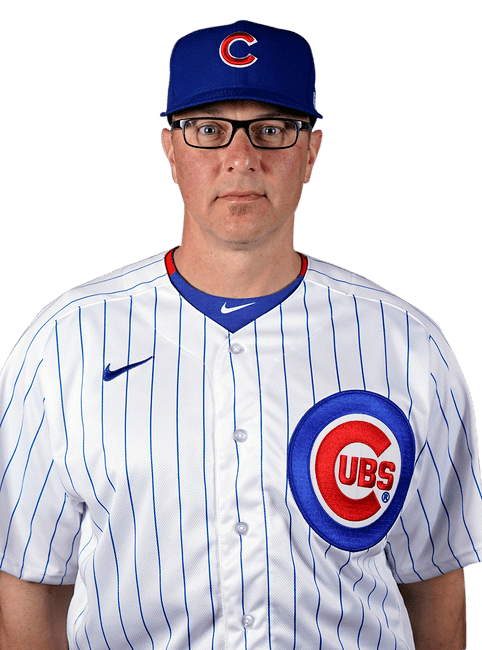 Feb 18, 2020; Mesa, Arizona, USA; Chicago Cubs hitting coach Anthony Iapoce (99) poses during photo day. Mandatory Credit: Rick Scuteri-USA TODAY Sports