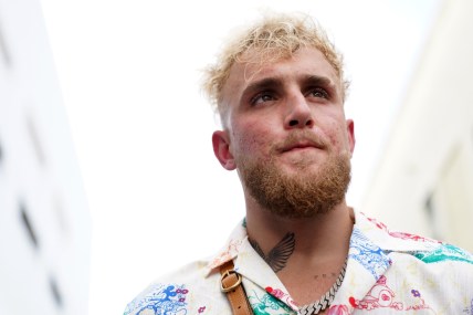 Jun 3, 2021; Miami Beach, Florida, USA; YouTube star Jake Paul looks on at World Famous 5th St. Gym. Mandatory Credit: Jasen Vinlove-USA TODAY Sports