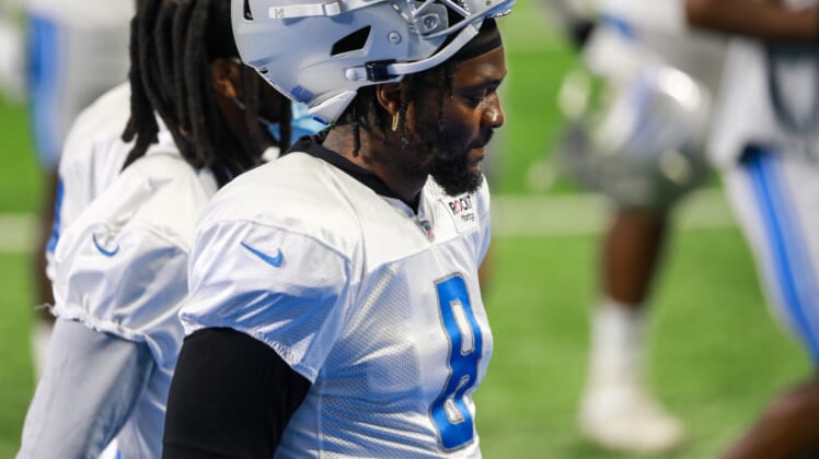 Lions linebacker Jamie Collins Sr. participates during a team practice at Ford Field on Saturday, Aug. 7, 2021.Fordfieldpractice 0807221