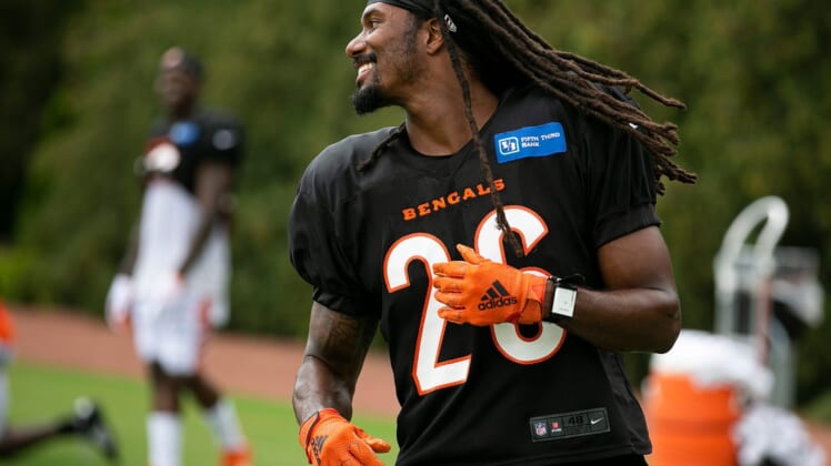 Cincinnati Bengals cornerback Trae Waynes (26) during training camp on the practice fields outside of Paul Brown Stadium in Downtown Tuesday, August 17, 2021.Aug17bengals12