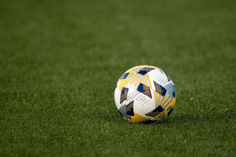Sep 19, 2021; Commerce City, Colorado, USA; A general view of a match ball before the game between the Colorado Rapids and the Vancouver Whitecaps FC at Dick's Sporting Goods Park. Mandatory Credit: Isaiah J. Downing-USA TODAY Sports