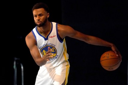 Sep 27, 2021; San Francisco, CA, USA; Golden State Warriors forward Andrew Wiggins (22) during Media Day at the Chase Center. Mandatory Credit: Cary Edmondson-USA TODAY Sports