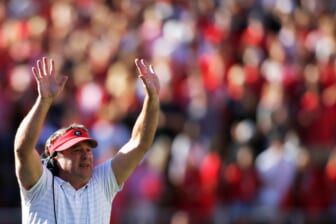 Georgia coach Kirby Smart on the sideline during the first half of an NCAA college football game between Kentucky and Georgia in Athens, Ga., on Saturday, Oct. 16, 2021.News Joshua L Jones
