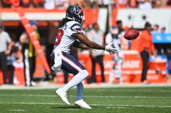 Sep 12, 2021; Houston, Texas, USA; Houston Texans quarterback Tyrod Taylor (5) looks to pass the ball during the second quarter against the Jacksonville Jaguars at NRG Stadium. Mandatory Credit: Troy Taormina-USA TODAY Sports