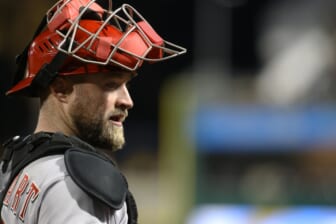 Oct 1, 2021; Pittsburgh, Pennsylvania, USA; Cincinnati Reds catcher Tucker Barnhart (16) looks on against the Pittsburgh Pirates during the fifth inning at PNC Park. Mandatory Credit: Charles LeClaire-USA TODAY Sports