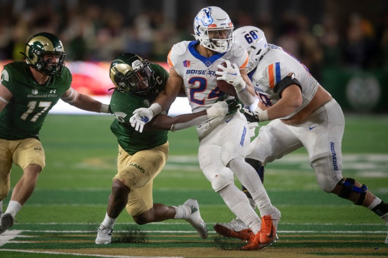 CSU football's Dequan Jackson takes down Boise State's Kyjuan Herndon during a game at Canvas Stadium on Saturday, Oct. 30, 2021.

Ftc 1029 Ja Phs Rm Fball 037