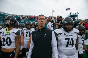 University of Cincinnati Bearcats head coach Luke Fickell and his team take the field to face Tulane University at Yulman Stadium in New Orleans Saturday, October 30, 2021.Uc Tulane20