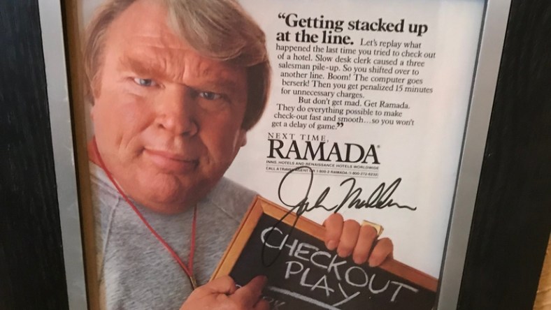 Among the sports memorabilia at the Timeline sale is a John Madden autographed Ramada advertisement.

Img 8200