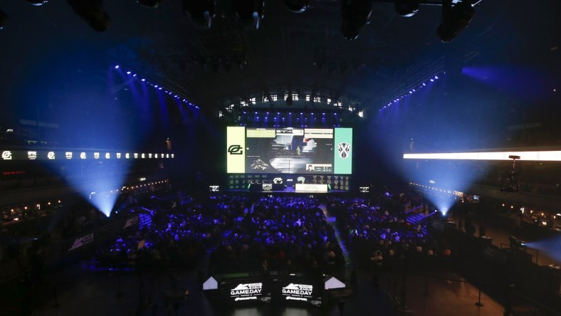 Jan 26, 2020; Minneapolis, Minnesota, USA; Los Angeles OpTic Gaming battles Chicago Huntsmen during the Call of Duty League Launch Weekend at The Armory. Mandatory Credit: Bruce Kluckhohn-USA TODAY Sports