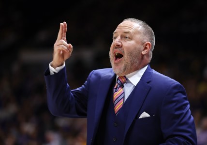 Feb 29, 2020; Baton Rouge, Louisiana, USA; Texas A&M Aggies head coach Buzz Williams reacts to a play against LSU Tigers in the first half at Maravich Assembly Center. Mandatory Credit: Stephen Lew-USA TODAY Sports