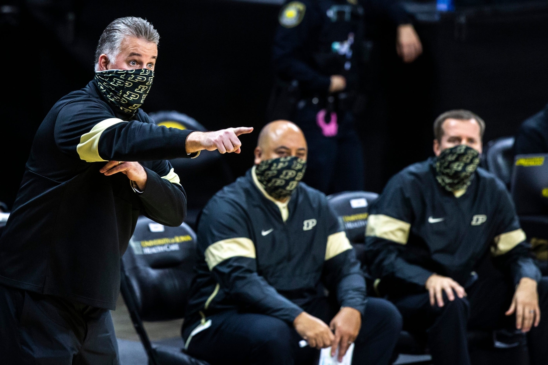 Purdue head coach Matt Painter reacts during a NCAA Big Ten Conference men's basketball game, Tuesday, Dec. 22, 2020, at Carver-Hawkeye Arena in Iowa City, Iowa.

201222 Purdue Iowa Mbb 023 Jpg