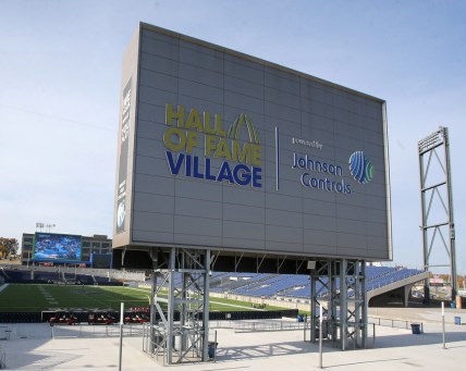 The Hall of Fame Village sign is shown on the outside of Tom Benson Hall of Fame Stadium on Wednesday, Nov. 10, 2021.

Hofv Q3 Earns 4500