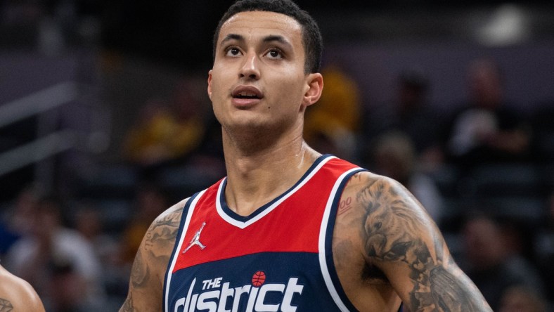 Dec 6, 2021; Indianapolis, Indiana, USA; Washington Wizards forward Kyle Kuzma (33) in the first half against the Indiana Pacers at Gainbridge Fieldhouse. Mandatory Credit: Trevor Ruszkowski-USA TODAY Sports